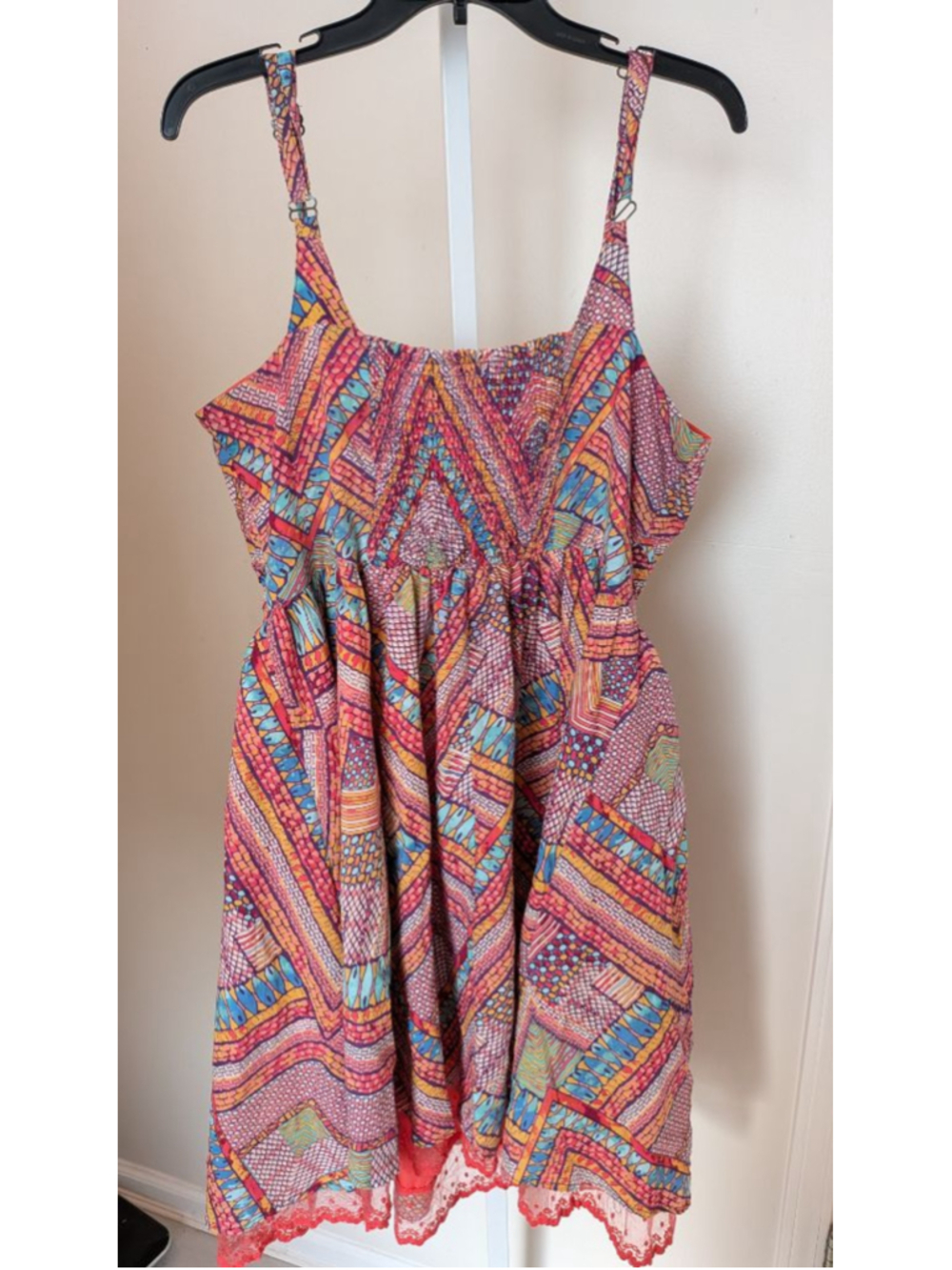 American Rag Cie Boho Geometric Sundress Front Zip Adjustable Straps dress 1X - Picture 5 of 5